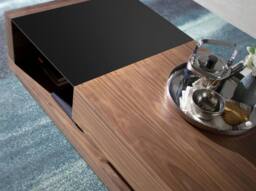 Angel Cerda Rectangular Coffee Table, Walnut Veneer & Black in Brown - thumbnail 5