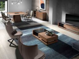 Angel Cerda Rectangular Coffee Table, Walnut Veneer & Black in Brown - thumbnail 4