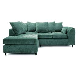 Furnishings For Less UK Monaco Chenille Fabric 3 to 4 Seater L Shaped Corner Sofa Left Hand Facing in Teal - thumbnail 1