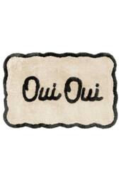Mooky Mats Oui Oui Slogan Scalloped Bath Mat in Beige - thumbnail 2