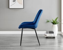 FurnitureboxUK Novara 100cm Round Dining Table & 4 Pesaro Black Leg Chairs in Navy - thumbnail 8