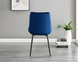 FurnitureboxUK Novara 100cm Round Dining Table & 4 Pesaro Black Leg Chairs in Navy - thumbnail 6
