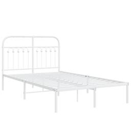 Berkfield Home Metal Bed Frame without Mattress with Headboard White 120x200cm - Size: Small Double - thumbnail 3
