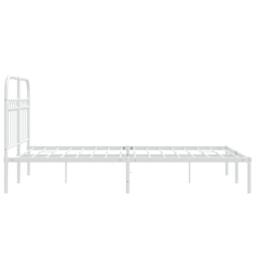 Berkfield Home Metal Bed Frame without Mattress with Headboard White 120x200cm - Size: Small Double - thumbnail 5