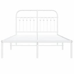 Berkfield Home Metal Bed Frame without Mattress with Headboard White 120x200cm - Size: Small Double - thumbnail 4