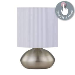 First Choice Lighting Set of 2 Jenson - Brushed Chrome Touch Table Lamps White Pleated Shade in Silver - thumbnail 5