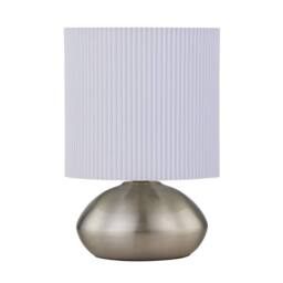 First Choice Lighting Set of 2 Jenson - Brushed Chrome Touch Table Lamps White Pleated Shade in Silver - thumbnail 2