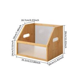 VOGREX Bamboo Desktop CD DVD Disc Storage Shelf Box in Beige - thumbnail 2