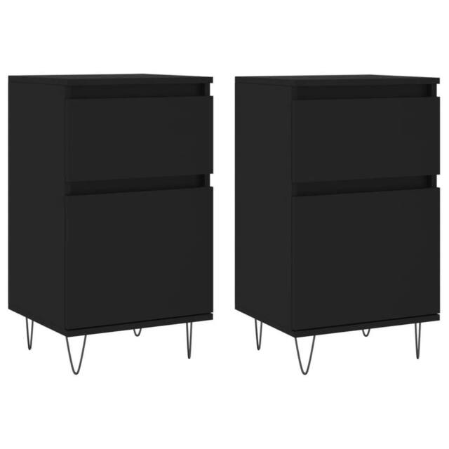 Berkfield Home Sideboards 2 pcs Black 40x35x70 cm Engineered Wood - Size: 40 x 35 x 70 cm - image 1
