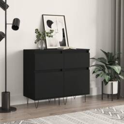 Berkfield Home Sideboards 2 pcs Black 40x35x70 cm Engineered Wood - Size: 40 x 35 x 70 cm - thumbnail 2