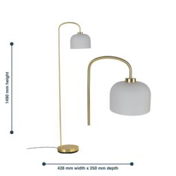 First Choice Lighting Victoria - Satin Brass Floor Lamp with Frosted Glass Shade in Gold - thumbnail 9