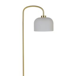 First Choice Lighting Victoria - Satin Brass Floor Lamp with Frosted Glass Shade in Gold - thumbnail 4