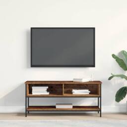 Berkfield Home TV Cabinet Old Wood 100x35x45 cm Engineered Wood & Steel in Brown - Size: 100 x 35 x 45 cm - thumbnail 2