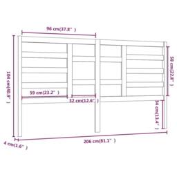 Berkfield Home Bed Headboard Black 206x4x104 cm Solid Wood Pine - Size: 206 x 4 x 104 cm - thumbnail 6