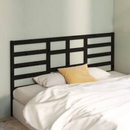 Berkfield Home Bed Headboard Black 206x4x104 cm Solid Wood Pine - Size: 206 x 4 x 104 cm - thumbnail 3