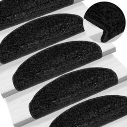 Berkfield Home Carpet Stair Treads 15 pcs Black 65x21x4 cm - Size: Medium - thumbnail 1