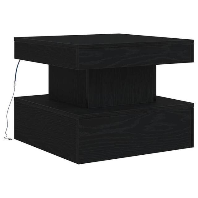 Berkfield Home Modern Coffee Table with LED Lights Black Oak 50x50x40 cm - Size: 50 x 50 x 40 cm - image 1