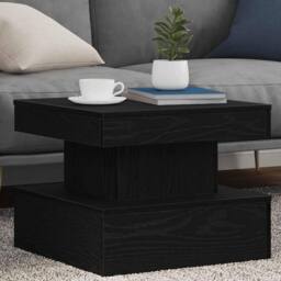 Berkfield Home Modern Coffee Table with LED Lights Black Oak 50x50x40 cm - Size: 50 x 50 x 40 cm - thumbnail 2