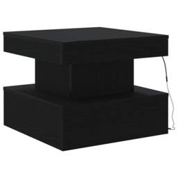 Berkfield Home Modern Coffee Table with LED Lights Black Oak 50x50x40 cm - Size: 50 x 50 x 40 cm - thumbnail 9