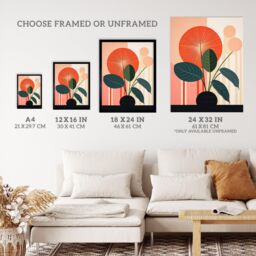 "Wee Blue Coo Wall Art Print Potted Plant Peculiar Abstract Geometric Stylised Boho Calathea Plant Poster in Red - Size: W24"" x H32""" - thumbnail 3
