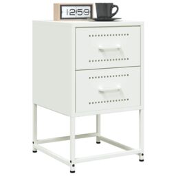 Berkfield Home Bedside Cabinet White 36x39x60.5 cm Steel - thumbnail 4