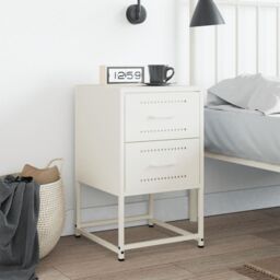Berkfield Home Bedside Cabinet White 36x39x60.5 cm Steel - thumbnail 3