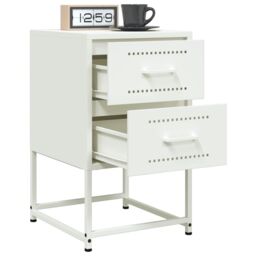 Berkfield Home Bedside Cabinet White 36x39x60.5 cm Steel - thumbnail 5