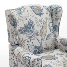 FURNITURE ONE Wingback Armchair, Padded Floral Retro Vantage Accent Chair in Bright Blue - Size: 1 Pack - thumbnail 6