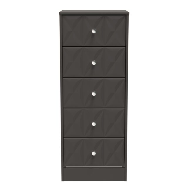 Ready Assembled 2 U Memphis 5 Drawer Tall Bedside (Ready Assembled) in Dark Grey - image 1