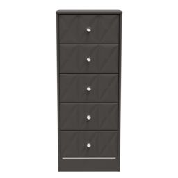 Ready Assembled 2 U Memphis 5 Drawer Tall Bedside (Ready Assembled) in Dark Grey - thumbnail 1