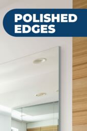 MirrorOutlet Circuitt 4mm Sheet Mirror Glass Polished Edges 4 Holes 140 x 90cm in Silver - Size: 1 Pack - thumbnail 3