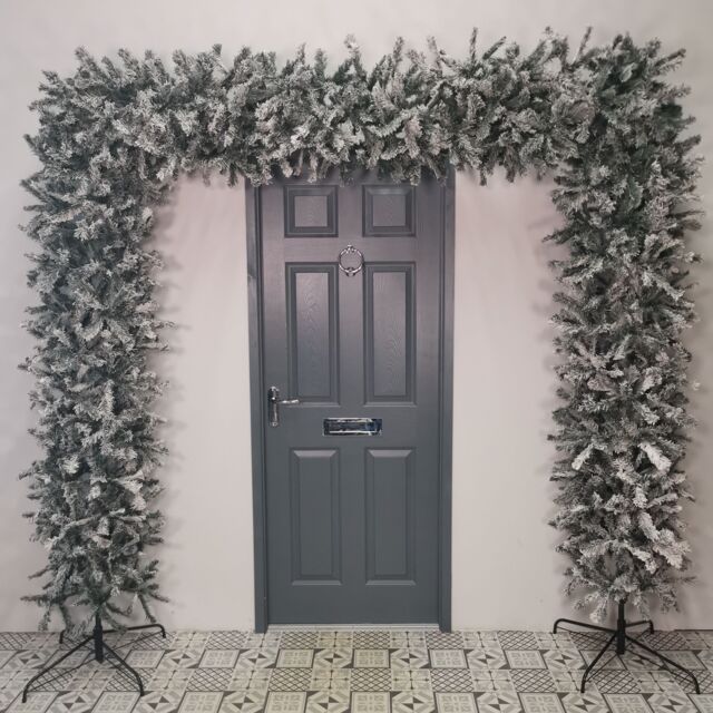 Samuel Alexander 8ft Indoor Flocked PVC Christmas Tree Arch with Snow Tips & Flat Top in Green - image 1