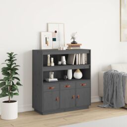 Berkfield Home Highboard Grey 100x40x108.5 cm Solid Wood Pine