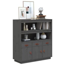 Berkfield Home Highboard Grey 100x40x108.5 cm Solid Wood Pine - thumbnail 4