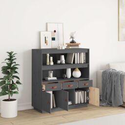 Berkfield Home Highboard Grey 100x40x108.5 cm Solid Wood Pine - thumbnail 3