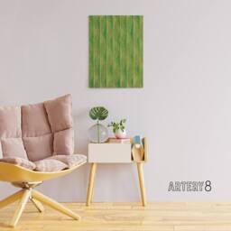 "Artery8 Green Lines Vintage Pattern Canvas Wall Art Print Furuya Korin - Size: W24"" x H32""" - thumbnail 3
