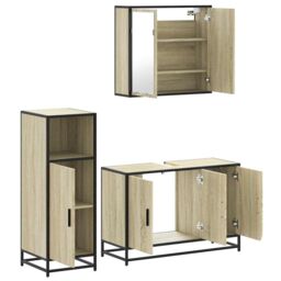 Berkfield Home 3 Piece Bathroom Furniture Set Sonoma Oak Engineered Wood in Brown - thumbnail 6