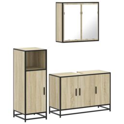 Berkfield Home 3 Piece Bathroom Furniture Set Sonoma Oak Engineered Wood in Brown - thumbnail 2