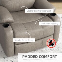 HOMCOM Recliner Chairs for Living Room, Microfibre Cloth Reclining Armchair in Brown - thumbnail 5