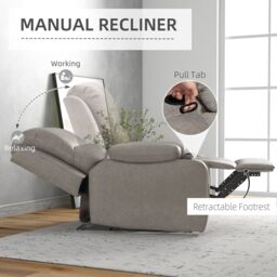 HOMCOM Recliner Chairs for Living Room, Microfibre Cloth Reclining Armchair in Brown - thumbnail 4