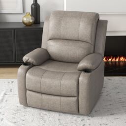 HOMCOM Recliner Chairs for Living Room, Microfibre Cloth Reclining Armchair in Brown