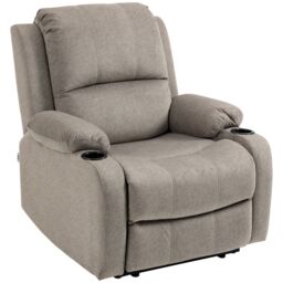 HOMCOM Recliner Chairs for Living Room, Microfibre Cloth Reclining Armchair in Brown - thumbnail 2