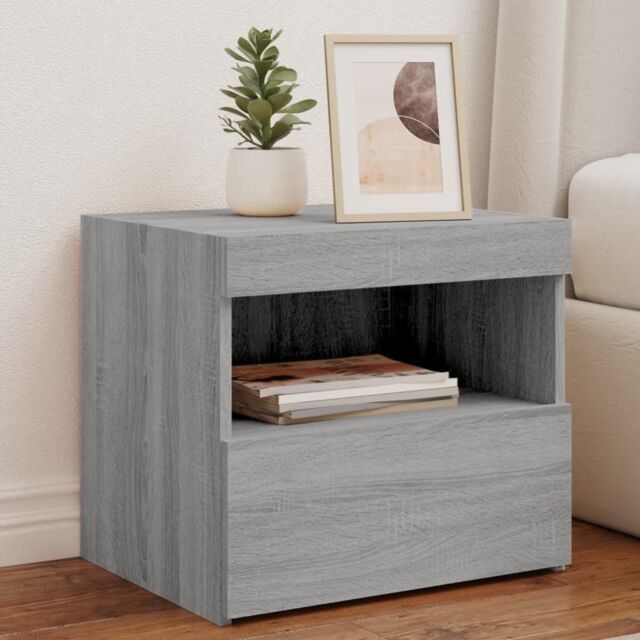 Berkfield Home Bedside Cabinets with LED Lights 2 pcs Grey Sonoma 50x40x45 cm - Size: 50 x 40 x 45 cm - image 1