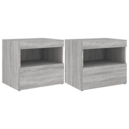 Berkfield Home Bedside Cabinets with LED Lights 2 pcs Grey Sonoma 50x40x45 cm - Size: 50 x 40 x 45 cm - thumbnail 2