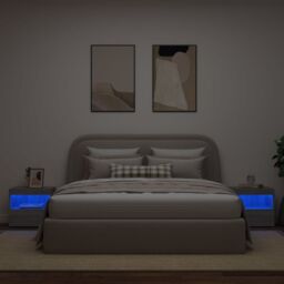 Berkfield Home Bedside Cabinets with LED Lights 2 pcs Grey Sonoma 50x40x45 cm - Size: 50 x 40 x 45 cm - thumbnail 4
