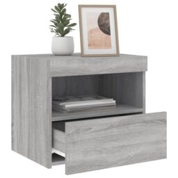 Berkfield Home Bedside Cabinets with LED Lights 2 pcs Grey Sonoma 50x40x45 cm - Size: 50 x 40 x 45 cm - thumbnail 5