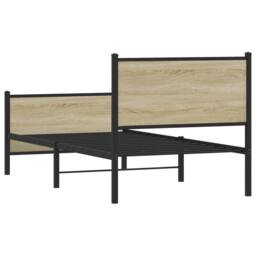 Berkfield Home Metal Bed Frame without Mattress Sonoma Oak 75x190 cm Small Single in Brown - thumbnail 7
