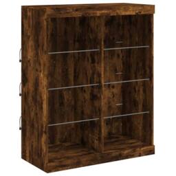 Berkfield Home Sideboards with LED Lights 3 pcs Smoked Oak Engineered Wood in Brown - thumbnail 8