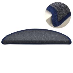 Berkfield Home Carpet Stair Treads 15 pcs Dark Grey & Blue 56x17x3 cm - Size: Medium - thumbnail 4
