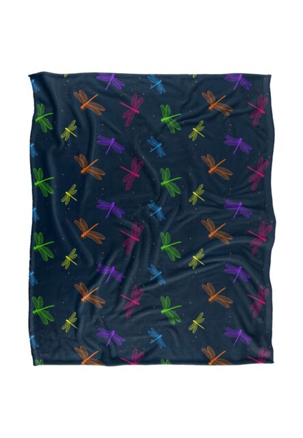 JQ Licensing James Piazza Neon Dragonflies Pattern Silky Touch Super Soft Throw Blanket 152 X 127 cm in White - image 1